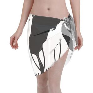 IJsbeer print elegante strandwrap, bikini cover-up, badmode jurk, voor vrouwen, perfect voor zwembad en resort zwart, Zwart, one size