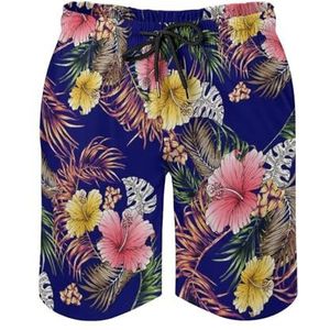 SANYJRV Hawaii Beach Tropical zwembroek voor heren, sport casual shorts, elastische korte broek met trekkoord en zak, Kleur 1, 3XL