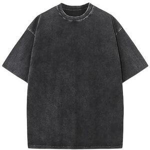 Leader of the Beauty Oversized T-shirts voor heren, zware katoenen gymshirts, losse pasvorm, uniseks outfits 2024, Zwart, S