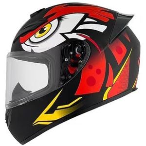 Full Face Motorhelm met Dubbele Achtervleugels DOT Gecertificeerd - Lichtgewicht en Duurzame Volwassen Motorfiets Straat Fietshelm (Gele lijnen, M)(Red Eagle,X-Large)