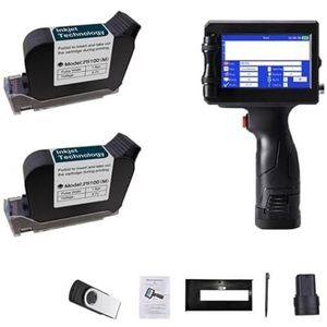 Handheld inkjetprinter, 12,7 mm labelprinter, QR-strip batchcodenummer Logo handheld inkjetprinter, 25 talen draagbaar,Kantoorprinter(With 2 cartridges)