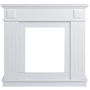 Rebecca Meubels Decoratief schouwframe, witte schouwdecoratie, houten, traditionele stijl, voor woonkamer - Afmetingen 100 x 109 x 26 cm (HxBxD) - RE4800