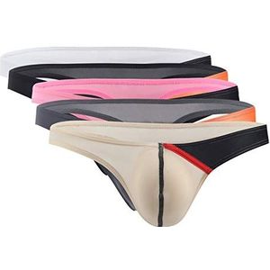 Panegy 5-Pack Slips Heren Lage Taille String Ondergoed U bolle Ijs Zijden Slips