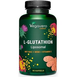 Vegavero Glutathione liposomal capsules | Liposomale glutathion met NAC, glycine, glutamine, vitamine C, selenium, mariadistel & kurkuma-extract | Veganistisch en zonder toevoegingen