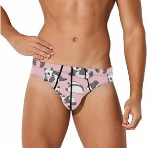 Panda Roze Patroon Heren Slips Ondergoed Stretch Slip Zachte Ademende Onderbroek Gedrukt