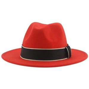 Mannelijke Caps Hoeden for Mannen vrouwen Fedora Vilten Hoed Panama Vintage Luxe Formele Bruiloft Versieren Riem Band Hoed (Color : Orange red, Size : 52-54cm(kids))
