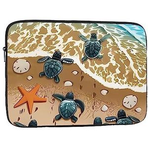 schildpadden op het strand print Laptop Case Waterdichte Schokbestendige Laptop Protector Computer Sleeve Cover Voor Kantoor Werk 15 inch