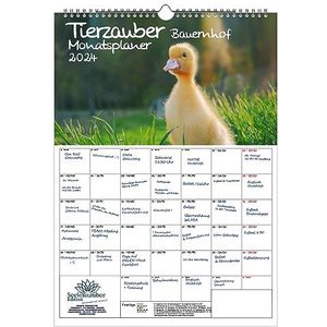 Dierenmagie boerderij planner DIN A3 kalender voor 2024 dieren op de boerderij - set inhoud: 1x kalender, 1x kerst- en 1x wenskaart (in totaal 3 delen)