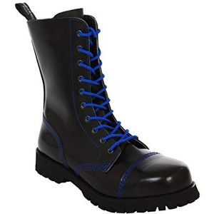 Boots & Braces - 10 gaten zwart met blauwe naad laarzen rangers, Zwart Zwart Blauw, 42 EU