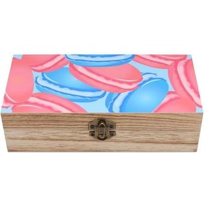 Leuke roze en blauwe bitterkoekjes houten ambachtelijke opbergdozen met deksels aandenken schat sieradendoos organisator