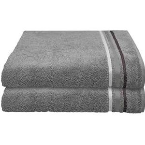 Schiesser Handdoek Skyline Color - 100% Katoen - Set van 2 badhanddoeken - Goed absorberende badlaken set - 70 x 140 cm - Antraciet