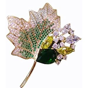 Broche Spelden Voor Dames Broches Dames Emerald Crystal Feather Maple Leaf Vogel Herfst en Winter Gift, Temperament Broche, Vrouwelijke Corsage Decoratie Broche Dames Art (Size : Maple Leaf)