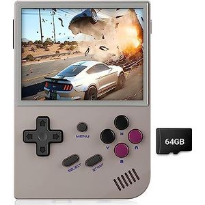 Handheld gameconsole kinderen, mini draagbare retro gameconsole 64G met 5000 klassieke games 3,5 inch (Size : Graue)