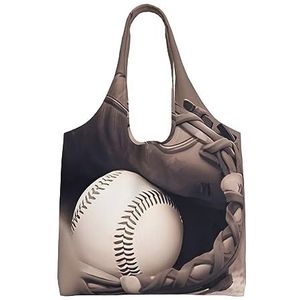 DEHIWI Honkbal En Handschoen Tote Bag Voor Vrouwen Schoudertassen Grote Capaciteit Boodschappentas Voor Werk School College Reizen Winkelen, Zwart, Eén maat