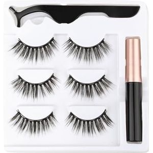 UAMOU 3/5/10pairs Magnetische Wimpers 3D nertsen Wimpers Langdurige Magneet Vloeibare Eyeliner & Pincet Set Natuurlijke valse Wimper Make-Up Kit Cheerfully (Color : 6D-07)