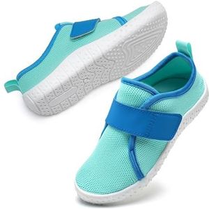 Waterschoenen Kids Strandschoenen Jongens Meisjes Zwemschoenen Mesh Aqua Schoenen Haak-Loop Zwembad Zee Schoenen, Turkoois, 12 UK Child