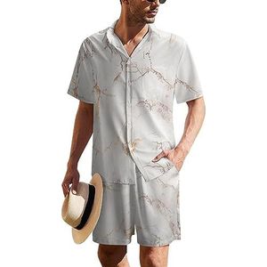 Koper Rose Goud Marmer Heren Hawaiiaanse Pak Set 2-delig Strand Outfit Korte Mouw Shirt En Shorts Bijpassende Set