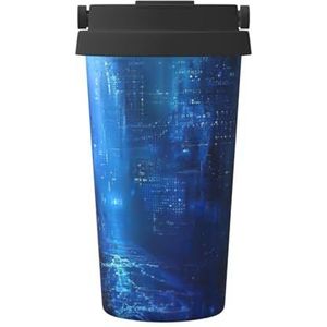 OdDdot The Blue Binaire Print Travel Coffee Mug Geïsoleerde Koffie Cup Herbruikbare Koffie Cups Vacuüm Rvs Mok