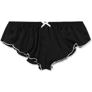 Satini Dames Satijn Lage taille Sissy Soepele french knickers Broekje Satijnen broekjes (Zwart - Wit, M)