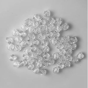 Dubbele kegel/bicone 6 mm 80 stuks - kralen kristallen losse kralen met gat 100-delige set DIY knutselen met gat Tsjechische facet kralen sieraden acryl rijgen klinknagels stenen - wit