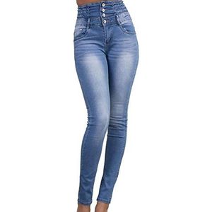 Dames Vrouwen Denim Blauw Stretch Jeans Skinny Kleding Distressed Broek Leggings Rits Hoge Tailleband Treggings Zomer Leggins Broek Stretch Broek Push Up Leggings Casual Skinny Jeans, Helleblau, XL