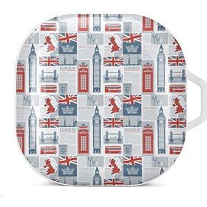 Thema van het VK en Londen Britse vlag oordopjes hoesje compatibel met Samsung hard shell beschermhoes witte stijl