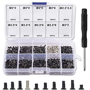 Schroeven Kit - 500 Stuks - M2 M2.5 M3 - Verzonken Kop - Assortiment voor Computer PC