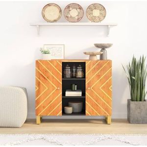 XGWKCNV Furniture select-Side Kast Bruin en Zwart 90x33,5x75 cm Massief Hout Mango