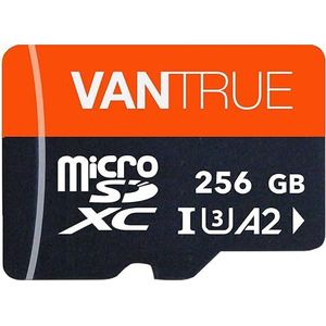 Vantrue 256 GB microSDXC geheugenkaart, UHS-I U3 4K, incl. adapter, compatibel met dashcam, smartphone, tablet, actiecamera en bewakingscamera (256G)