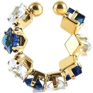 Damesring roestvrijstalen diamanten ring Modieuze 18K gouden verstelbare ringarmband (Style : 18)
