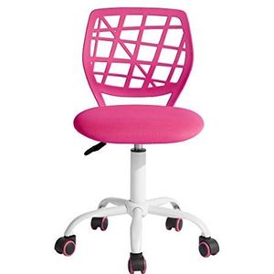 Cozy Maison Bureaustoel, 1 stuk, in hoogte verstelbare mesh-stof, ergonomische werkstoel zonder armleuningen, voor kinderen en tieners, roze