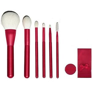 MQPALZKD Rode Mandala 6-delige make-upborstelset Zacht haar Losse poederborstel met luchtkussen met borsteltas