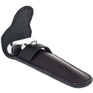 Echt lederen veiligheidsscheermes lederen bescherming/reisetui voor alle veiligheidsscheermesjes - scheermesje houdt je scheermesje met dubbele rand veilig.