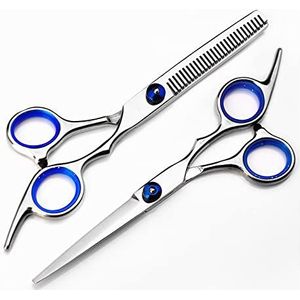 Schaar voor haar knippen 15,5 cm en blauwe kappersschaar, kappersschaar, kapsalon, dun gesneden, schoonheidssnoeiing, platte knippenset