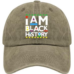 TKPA MOL Baseball Cap I Am Black Geschiedenis Trucker Caps voor Vrouwen Vintage Gewassen Denim Verstelbare, Pigment Khaki, Eén Maat