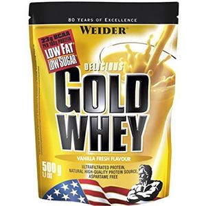 Weider Gold Whey Proteïne vanille, Low Carb, eiwitpoeder voor fitness en bodybuilding, 500 g