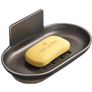 Zeepschotel, Zeeprek, Aluminum Alloy Soap Holder, Shower Soap Dish, Wall Mounted Drain Soap Box, Bathroom Soap Dish with Drain Water Wall Soap Dish(Black)