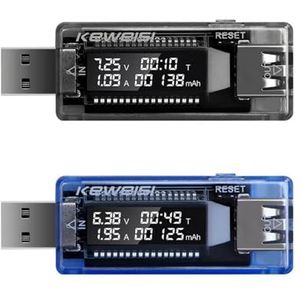 USB Stroom Voltage Capaciteit Tester Volt Stroom Spanning Detecteren Oplader Capaciteit Tester Meter Mobiele Power Detector Batterij Test (Kleur: Grijs)