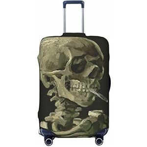 LAMAME Leuke Varken Gedrukt Koffer Cover Elastische Beschermende Cover Wasbare Bagage Cover, Een skelet met brandende sigaret, XL
