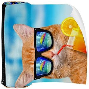 Potlood Case Cooper Meisje Hallo Zomer Grappige Kat Pouch Tas Pen Rits Tas voor Kantoorartikelen Reizen School Student Supplies