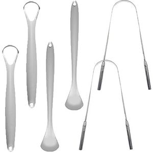 6 stks Tongschraper, BOSOIRSOU Rvs Tong Reinigers Draagbare Tong Borstels Adem Frisser Tool voor Volwassenen Kinderen Mondverzorging