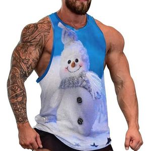 Kerst Leuke Sneeuwman Mannen Tank Top Grafische Mouwloze Bodybuilding Tees Casual Strand T-Shirt Grappige Gym Spier