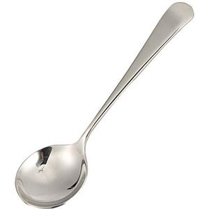 5 stks Ronde Lepels 16 cm Rvs Soeplepels Lange Steel Kinderen Lepel Soep Rijst Jus Opscheplepel voor restaurant Huishouden(Zilver)
