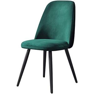 GEIRONV 1 stks keuken stoelen, moderne flanel zwarte benen home eetkamer stoel woonkamer slaapkamer appartement lounge stoelen Eetstoelen (Color : Green)