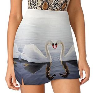 Swan's Heart Dames Skorts Hoge Taille Tennisrok Gelaagde Korte Mini Rok Culottes Skorts Met Zakken XL