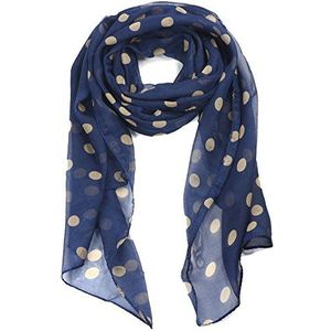 TRIXES Dames crème polka dots marineblauwe sjaal - jaren 50 retro mode-accessoire - lichtgewicht nek hoofd wrap, Donkerblauw, Eén Maat