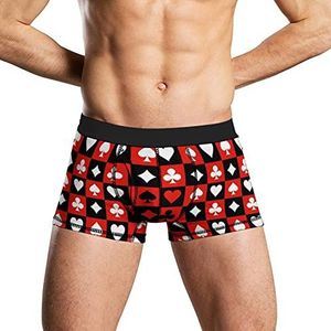 Pokerkaart Schaakbord Rood Zwart Zacht Heren Ondergoed Comfortabel Ademend Fit Boxer Slip Shorts XL