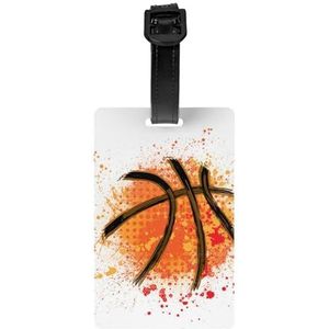 Basketbal Oranje Abstracte Schilderij Achtergrond, Bagagelabels PVC Naamplaatje Reiskoffer Identifier ID Tags Duurzaam Bagagelabel