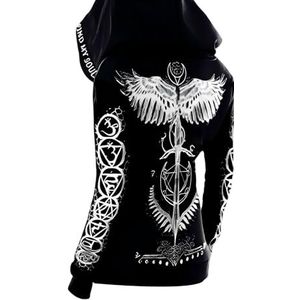 MYZTTZR Noorse Mythologie Odin Heren Zip Hoodie Viking Raaf Yggdrasil Tatoeage 3D-print Dames Sweatshirt Middeleeuws Walhalla Cadeau,Norse mythology,3XL