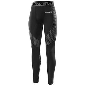 AMZSPORT Compressie-legging voor Heren Sneldrogend Basislaag Opleiding Broek, Zilver-28 XXL
